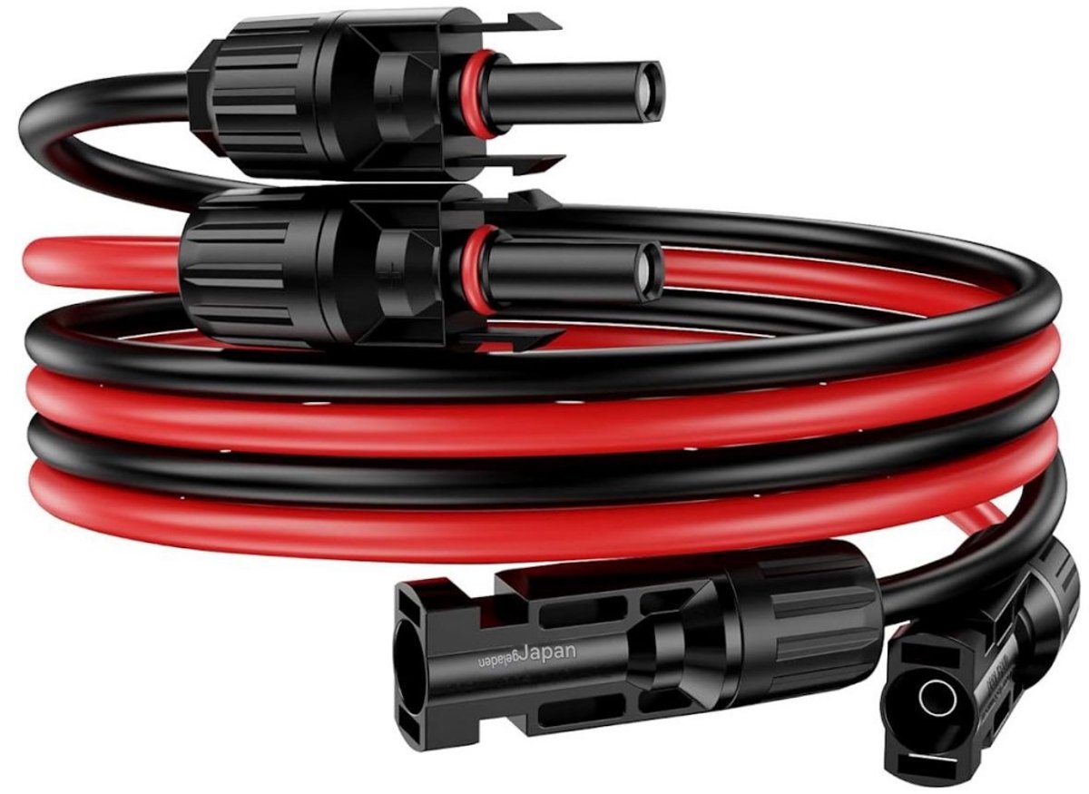 SSTRWGOOD 2 Stuks MC4 Aansluitkabel - Dubbele MC4 Connector - Solarkabel 4mm² Verlengstuk - IP67 Waterdicht - Geschikt voor Zonnepanelen en PV Systemen - Kunststof Behuizing