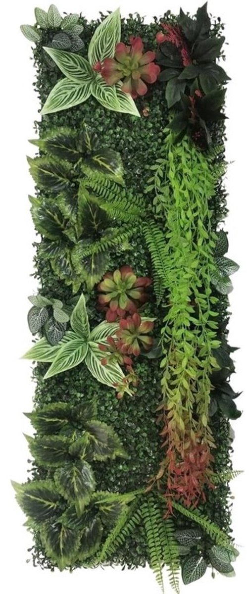 Kunstgras wandpanelen - Kunstplant gazon roos - Woondecoratie buiten - Natuurlijk uiterlijk - 40 x 120 cm - Groen