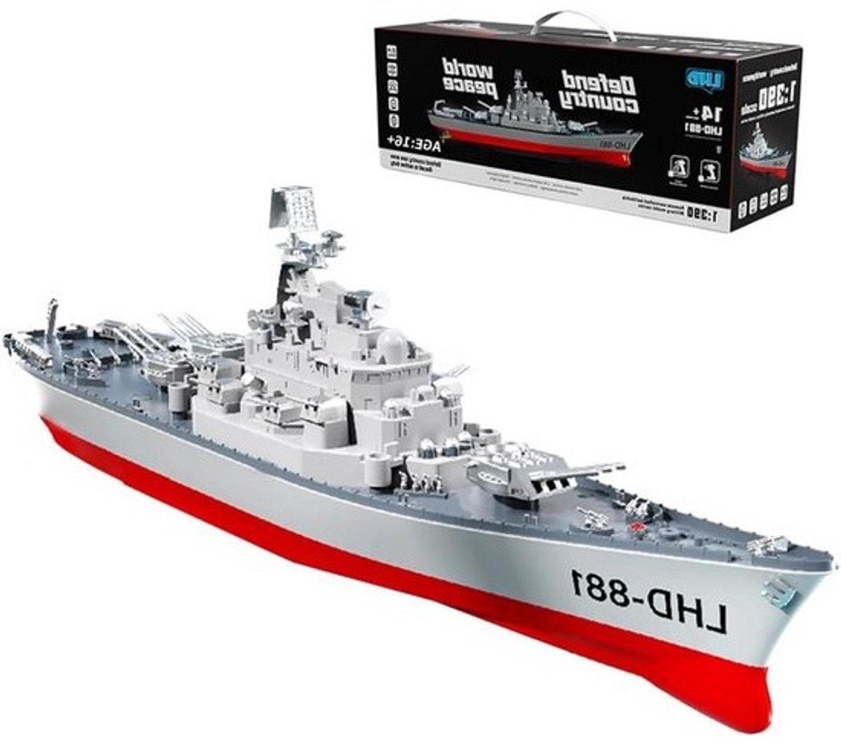 RC Boot Model - Slagschip Speelgoed - Watersport Pret - Dubbele Motoren - 60 cm Lengte - Grijs
