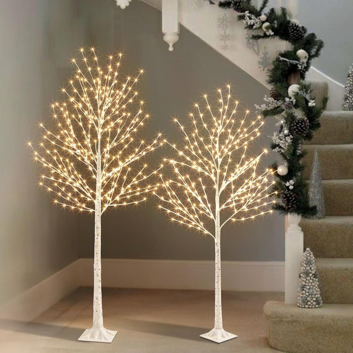 2 stuks Lichtboom Lichttakken met 580 warmwitte leds Grote Kerstdecoratie Buiten met Timer & Dimfunctie Kerstboom voor Kerstmis Bruiloft Verjaardag Feest Woonkamer 1,5 + 1,8m