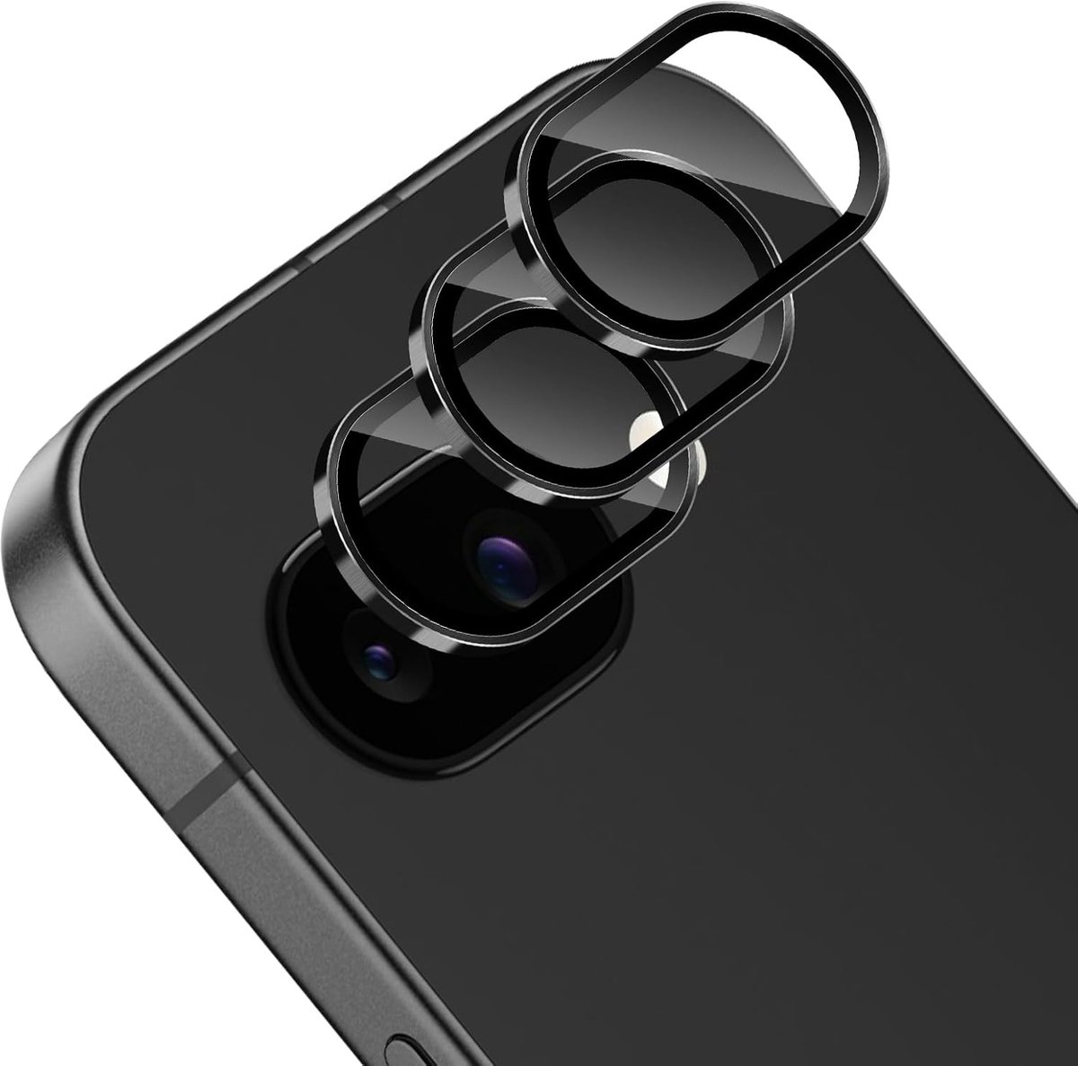 Camerafolie voor Google Pixel 9a 5G, 3 stuks anti-kras-camera, gehard glas, frame van metaal, lensbescherming, hardheid 9H, zonder luchtbellen
