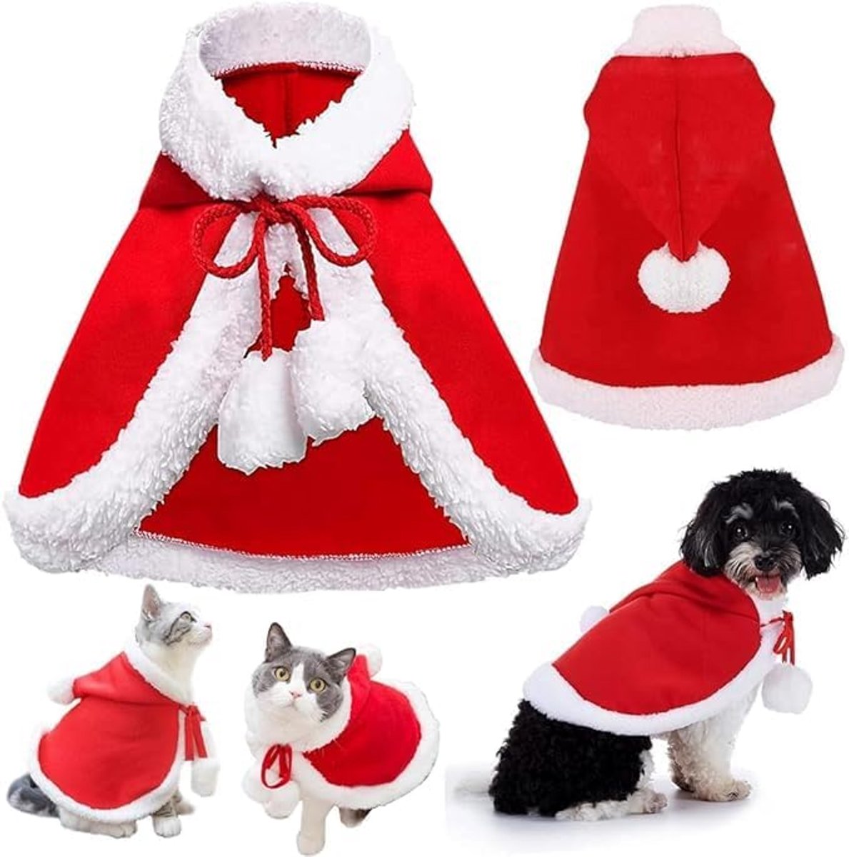 Kerstkostuum, huisdier winter puppy's kleding verkleedkleding kerstfeest, huisdier kerstoutfit, huisdier kerstkleding, kerstfeest schattige katten en honden kostuum (M)