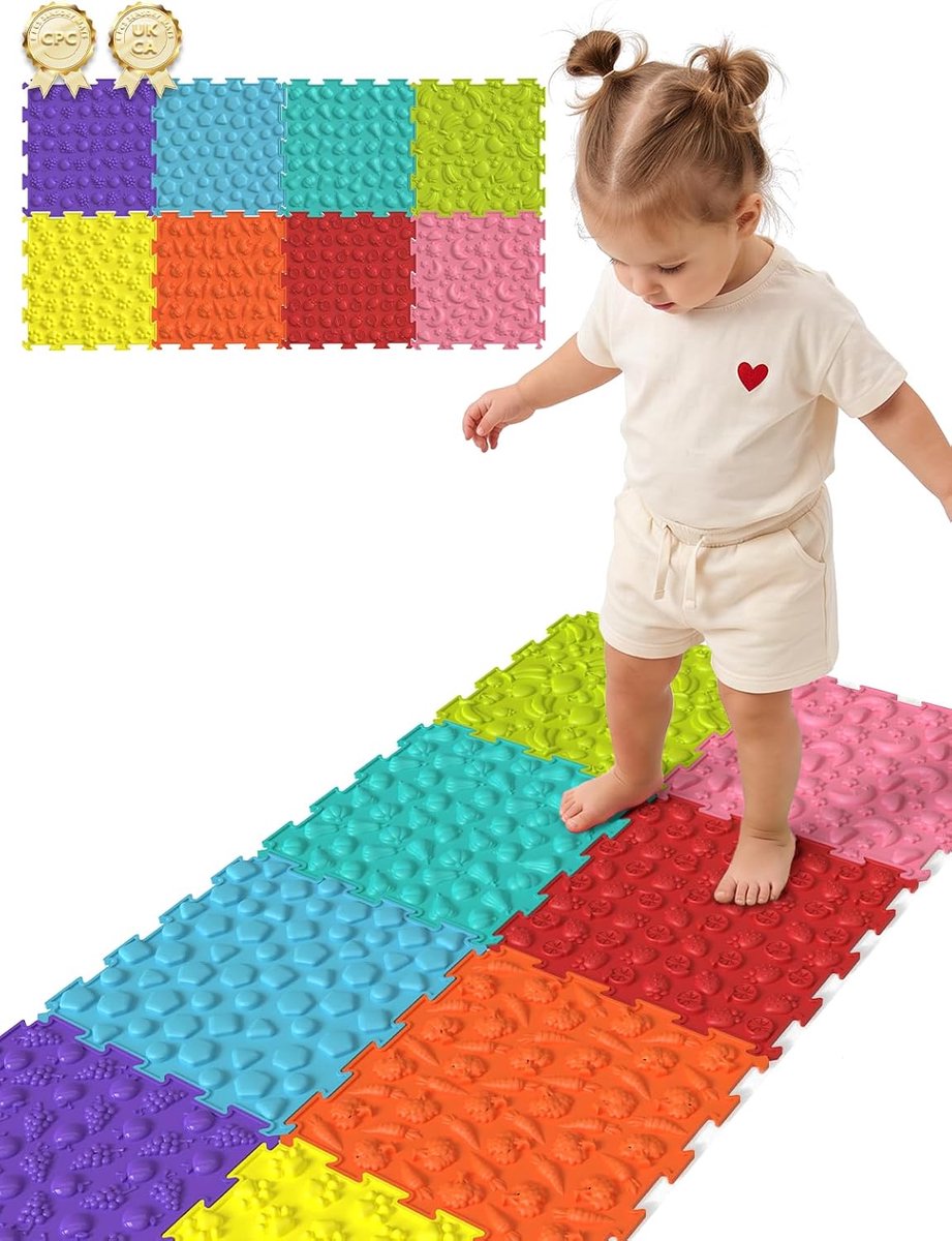Matten voor Autisme Kideren, 8pcs Textuurde Tactiele Speelmat