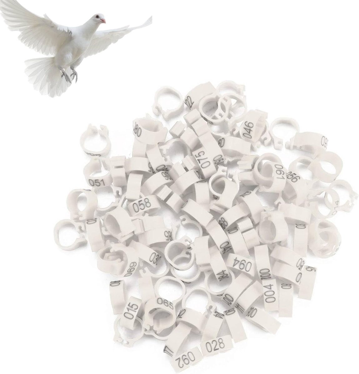 Ringen, 8mm 001-100 genummerde plastic brief duif vogel been bands ringen(Wit)