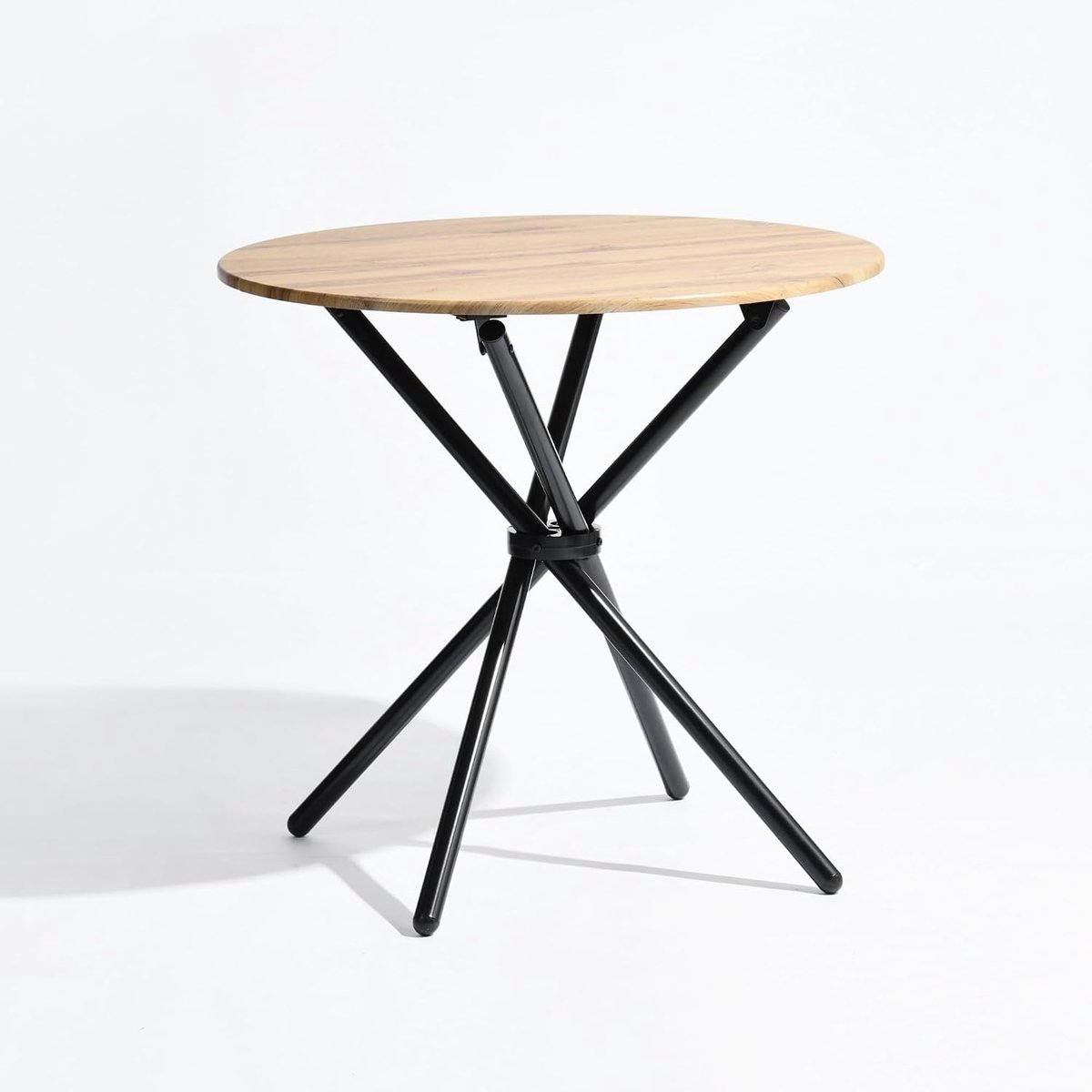 Modern design, houteffect, ronde gekruiste poten, donker eiken, 80 x 80 x 75 cm, MDF, 80 x 80 x 75 cm