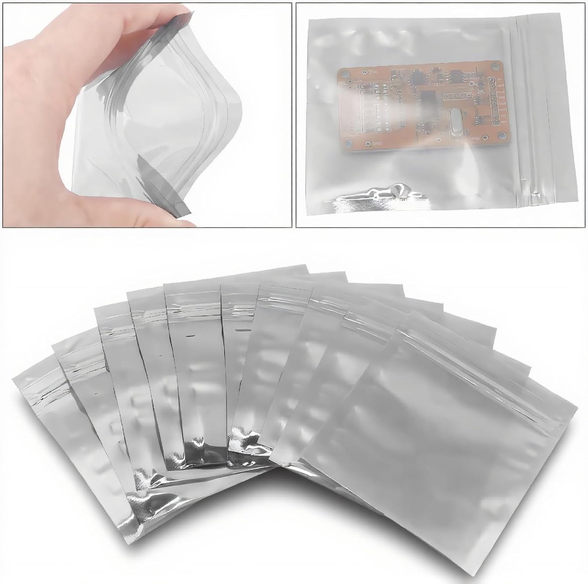 100 stuks antistatische hersluitbare zak, antistatische zakken ritssluiting hersluitbare zak voor harde schijf SSD HDD;(6.5 * 12cm)