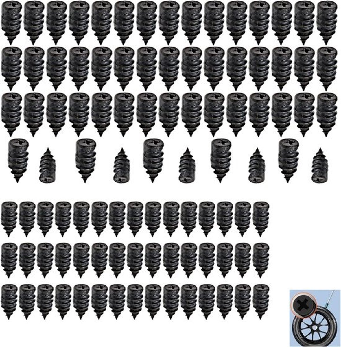 100x Universele Banden Reparatie Nagels voor Auto & Motorfiets - Zelfklevende Pluggen Set