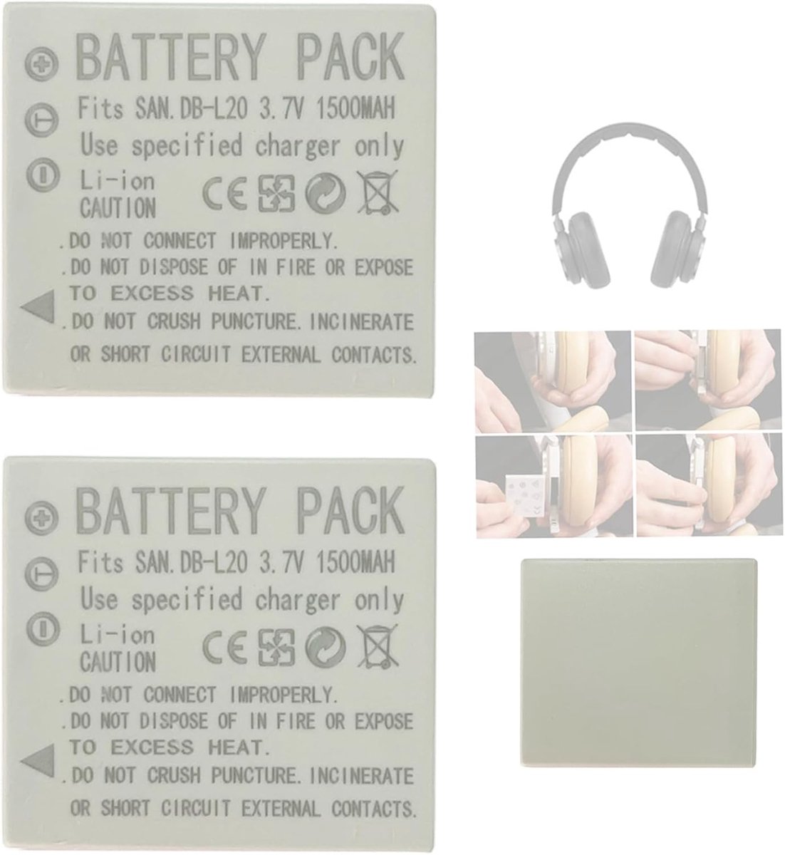 2 stuks PLB-103 reserveaccu compatibel met Bang & Olufsen Beoplay H7 / H8 / H9 Wireless DB-L20 DMC-C1 C4 C5 CA65 E60 CG6 CA6 2 stuks