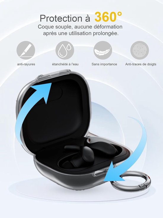 Hoes voor Beats Powerbeats Fit, draadloze hoofdtelefoon, daunke TPU beschermhoes, met ronde gesp, volledige bescherming, transparant — afbeelding 4