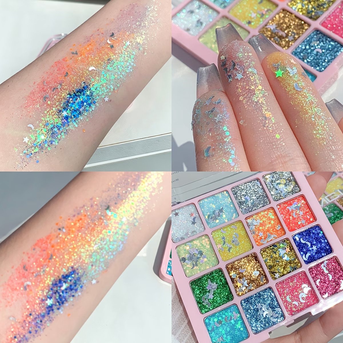16-Kleuren Glitter Oogschaduw Palette – Ultra Shimmer Gel Oogschaduw – Langhoudend & Intens Glanzend