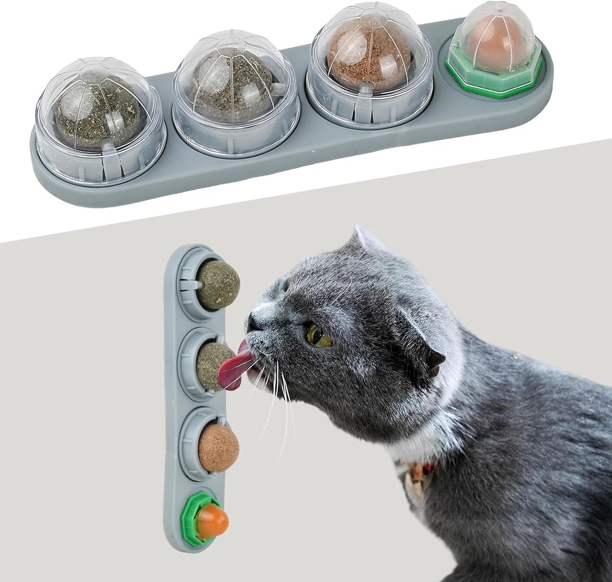 Kattengrasballen voor katten, 4-in-1, draaibaar, kattenbal, speelgoed, snackbal voor katten, kauwspeelgoed voor katten, kittens, tandenreiniging