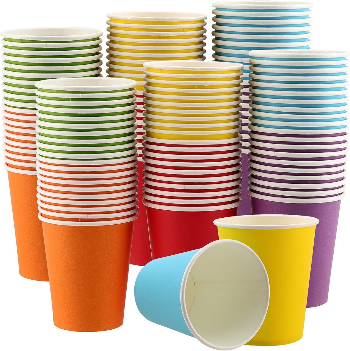 Dailygoods- Feestbekers 60 stuks - Papieren Bekers 250 ml - Gekleurde Bekers - Antilekbeker - Doe-het-zelfprojecten - Lichtgewicht en Stabiliteit - Dr