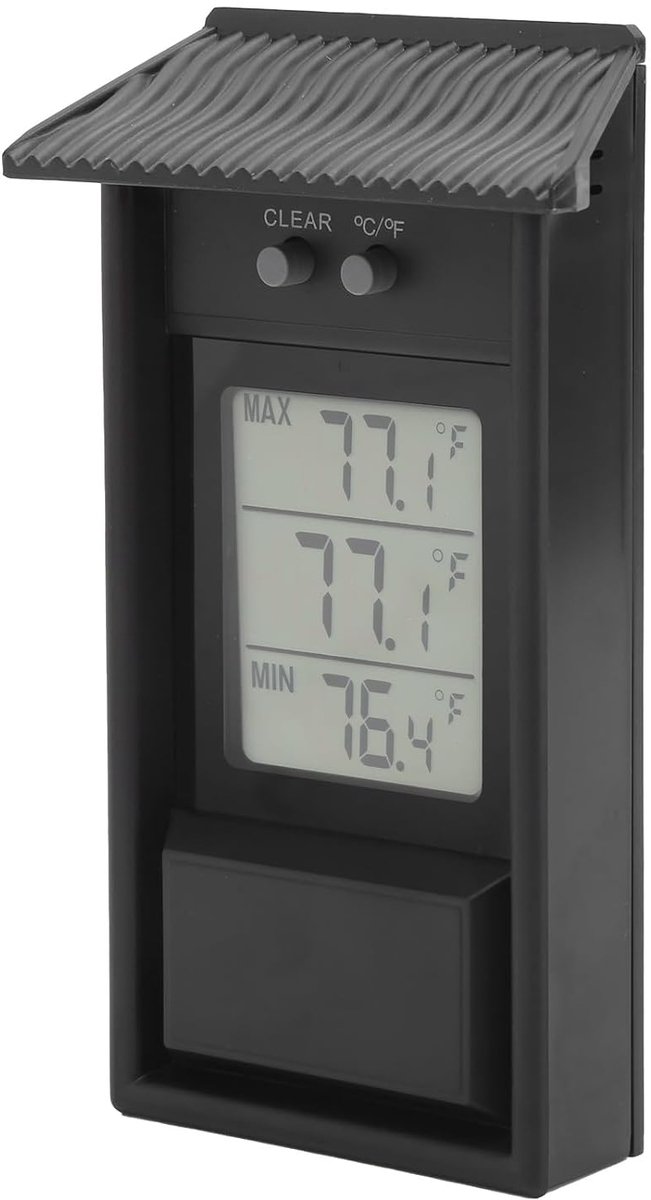 Dailygoods - Digitale Thermometer - Waterdichte Temperatuurmeter - Voor Tuin en Kas - Buiten - Nauwkeurige Metingen - Geschikt voor Buitengebruik - Zw
