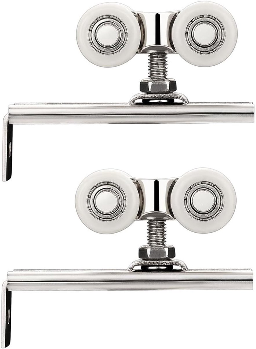 Dailygoods- Schuifdeurrol 4 Wielen - Houten Deur Ophangwielen - Schuifdeurbeslag - Zinklegering - Eenvoudig te Installeren - Slijtvaste Compressie - D