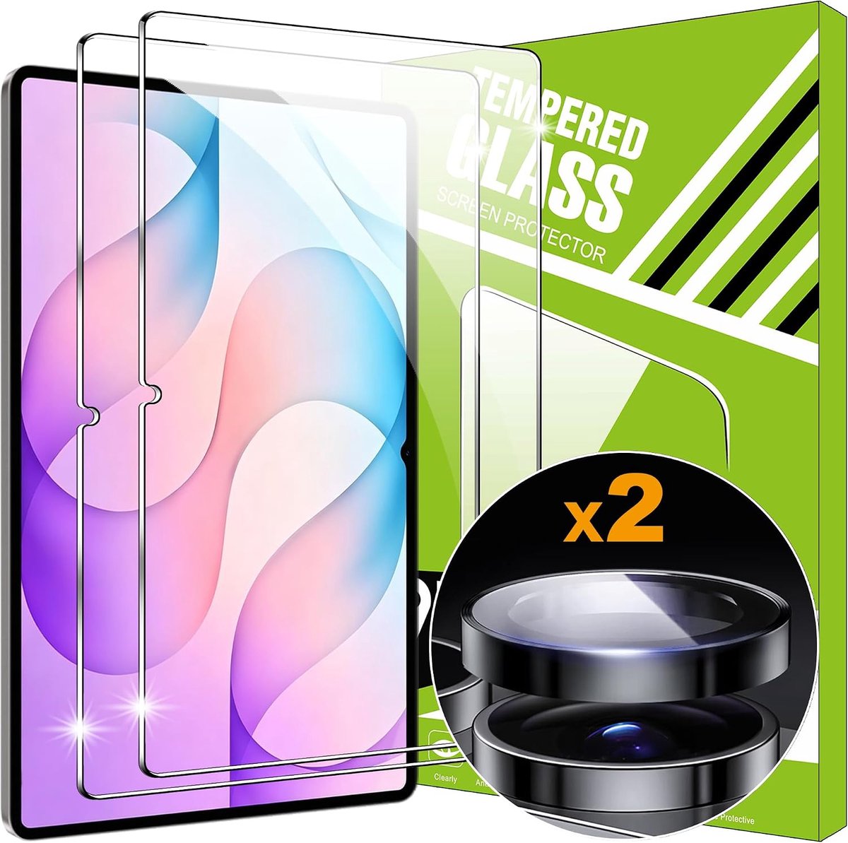 Film voor Samsung Galaxy Tab S12 Plus Screen Protector [2+1 Stuks] Volledige Dekking Gehard Glas Film Schermbeschermer met Camera Lens Beschermer