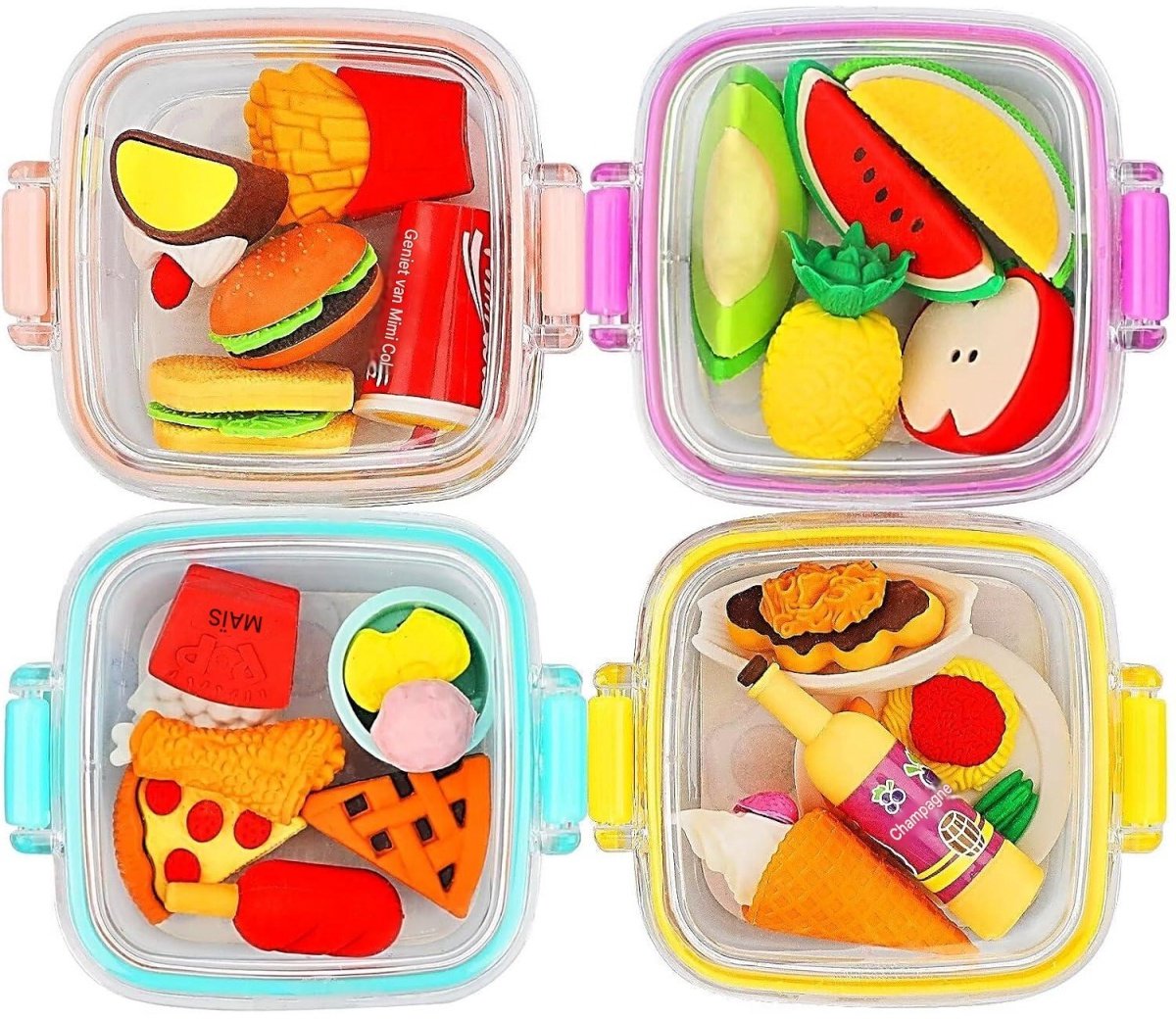 SSTRWGOOD 4 Stuks Radialgummen - Kunststof Potloodradia - Set Kinder Radiergummi - Geschikt voor Leren, Tekenen en Cadeaus - Kunststof