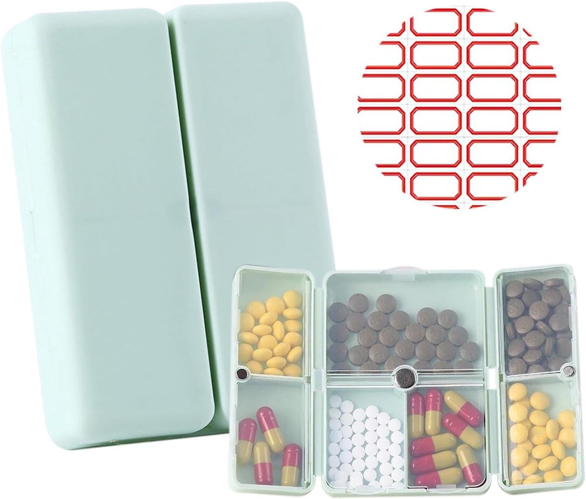 Handige Weekdoos voor Medicijnen, Tabletten en Vitaminen - Draagbare 7-Dagen Pillendoos met Magnetische Vouwfunctie voor Reizen en Dagelijks Gebruik