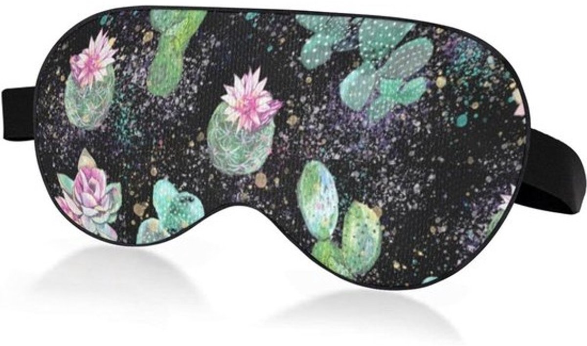 Slaapmasker Bloemen - Oogmasker Nachtmasker - Licht Blokkeren - Geen Druk Op Ogen - 24 x 10 cm - Cactus Groen