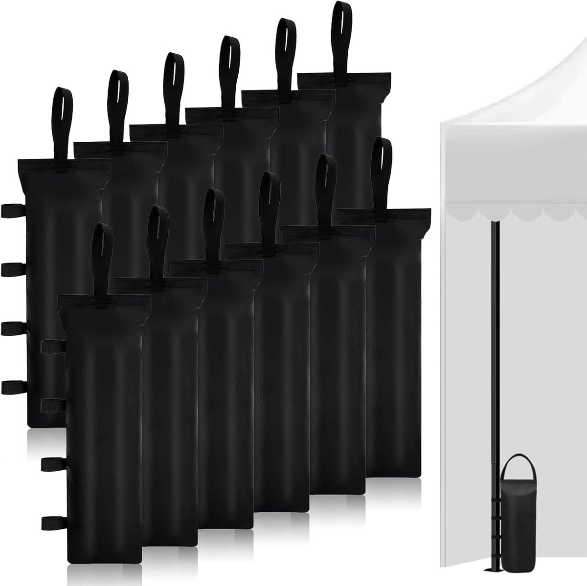 Set van 12 Zandzakken voor Partytent en Tuin, 50 x 15 cm, Ideaal voor Stabilisatie, Weerbestendig en Duurzaam