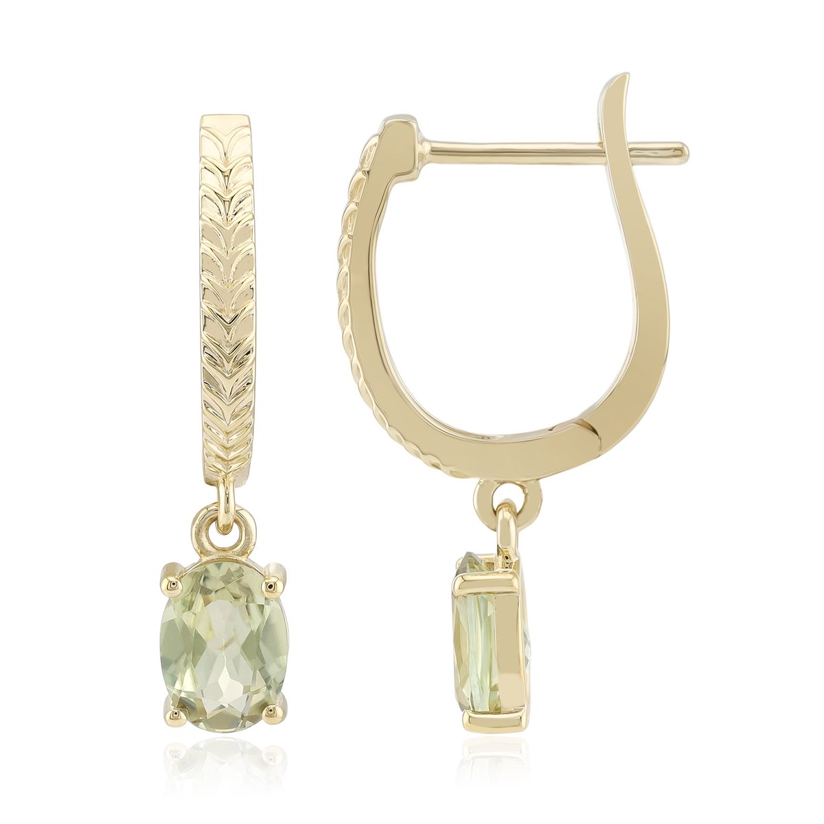 Cavill - Oorbellen 9K Geelgoud met 1,411 ct Ovaal Geslepen Diasporen - Turkse Edelstenen - Elegante, Stijlvolle Dames Sieraden