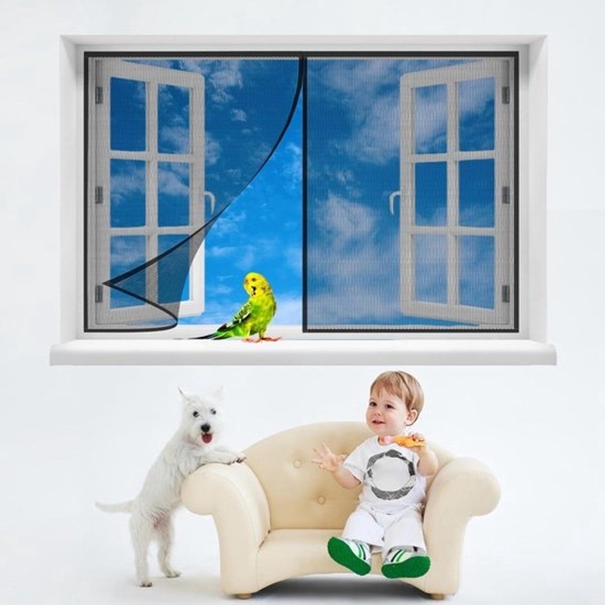 Raamhor - Insectenhor - Insecten buiten - Magnetische sluiting - 110x85cm - Zwart
