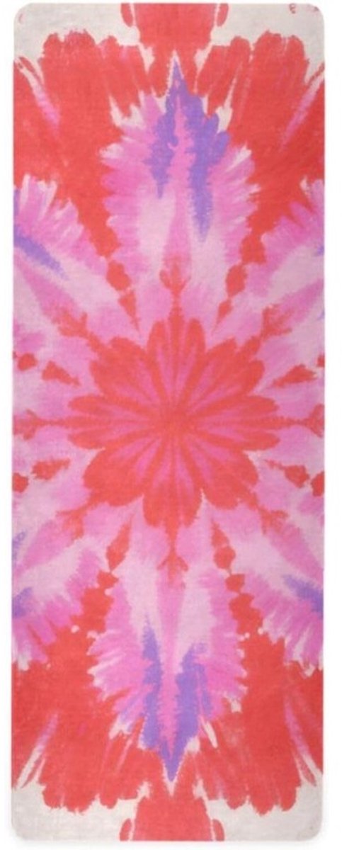 Yogamat - Fitnessmat - Hot Yoga - Antislip - 71x26 inch - Psychedelische kunst perzik