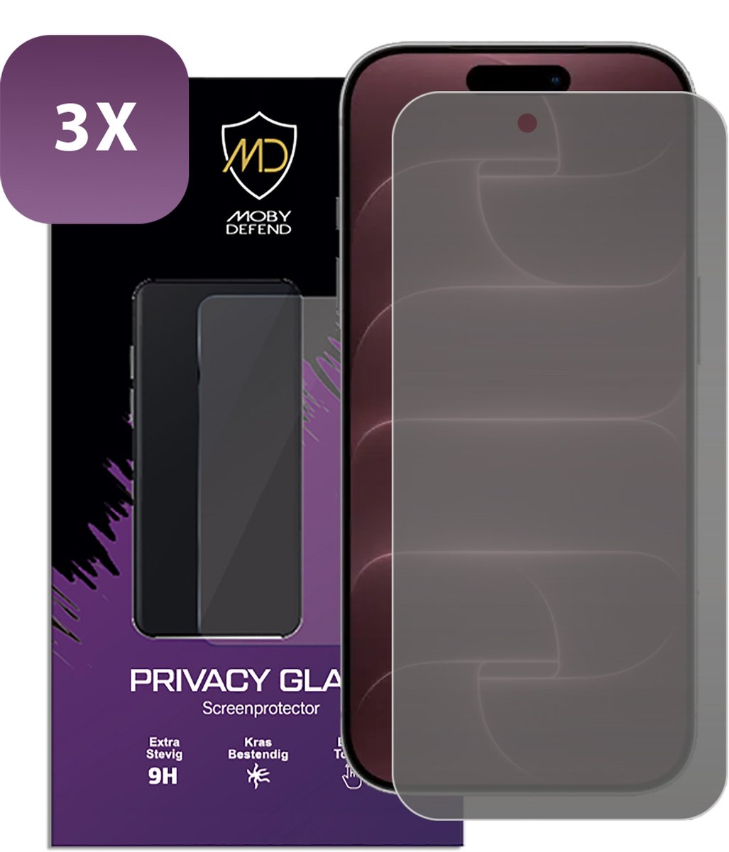 3-Pack MobyDefend Screenprotectors - Geschikt voor iPhone 18 Pro Max - HD Privacy Glass Screensavers