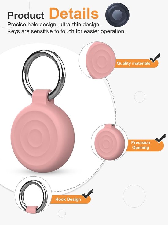 Hoesjes voor Motorola Moto Tag, anti-verlies tracker, volledige bescherming, geschikt voor ouderen, huisdieren, rugzak, bagage, kinderen, sleutels, krasbestendig, roze, 2 stuks — afbeelding 2
