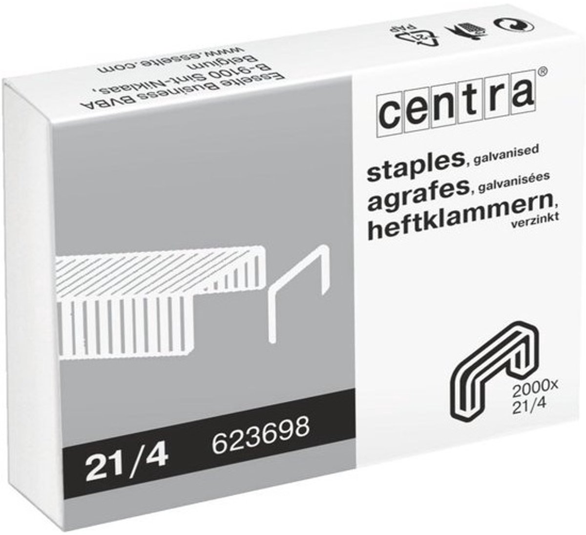 Nietjes 21/4mm Gegalvaniseerd – Doos van 2000 – Geschikt voor Compacte Nietmachines – 10 Vel