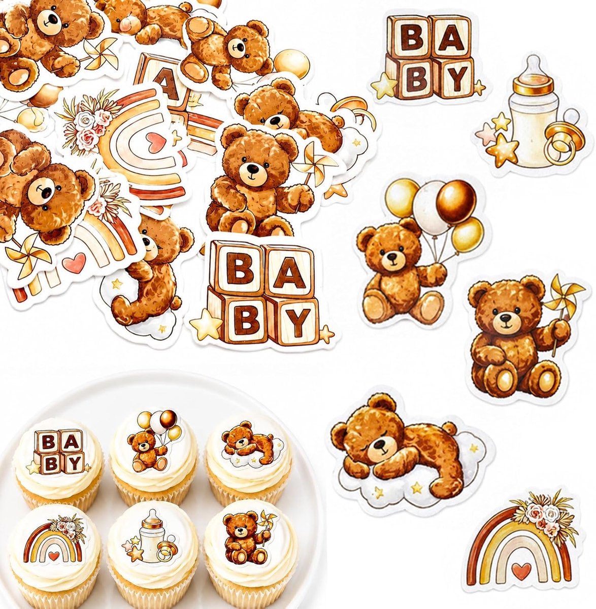Pakket van 48 Baby Cupcake Toppers, Beer Cupcake Toppers voor Babyshower