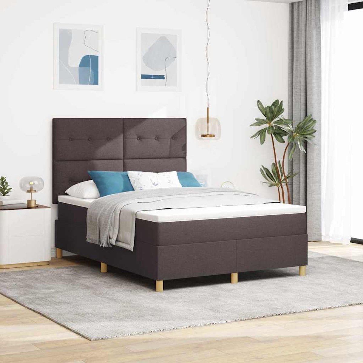 Hoekbedframe Massief Hout Moderne Stijl Crème 80 x 200 cm