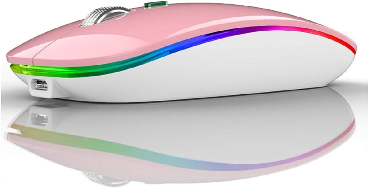 G12 draadloze muis, 2,4 GHz LED Stille muis voor laptop,Roze