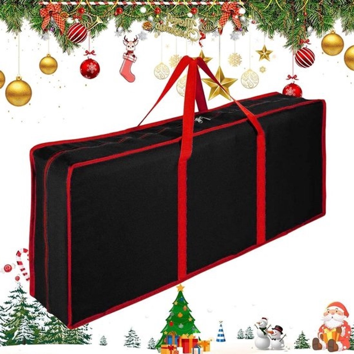 Papieren Cadeauzak - Opbergdoos Handvat - Kerstversiering Opslag - Scheurvast Stof - 83 cm Lengte - Zwart