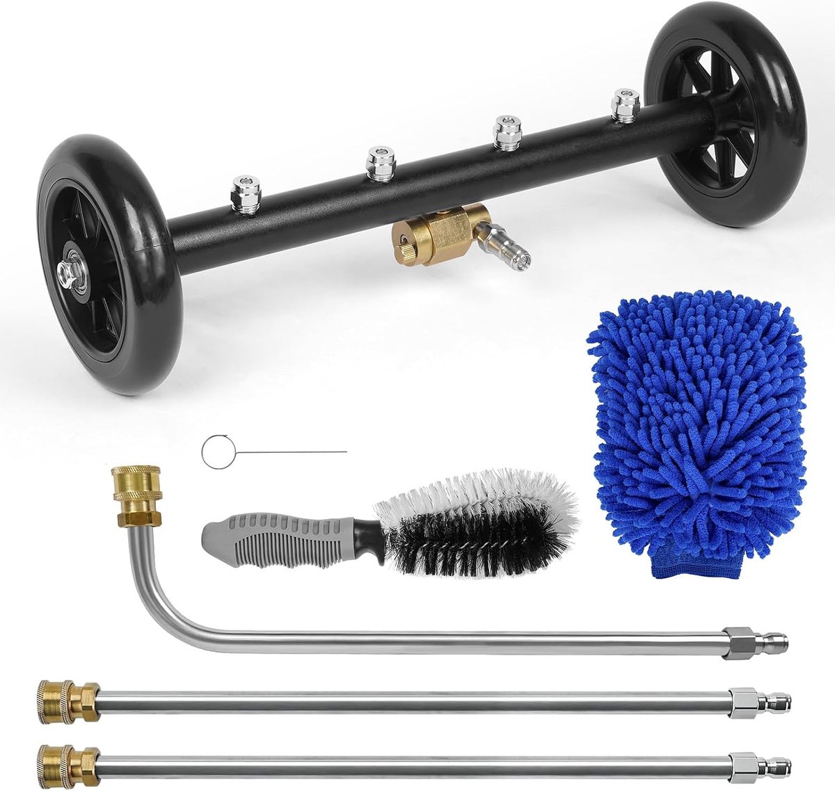 Dailygoods- Hogedrukreiniger 2-in-1 - Waterbezem - 16 inch Oppervlaktereiniger - 4 Spuitmonden - 3 Verlengstangen - 4000 PSI Druk - Drukreiniger
