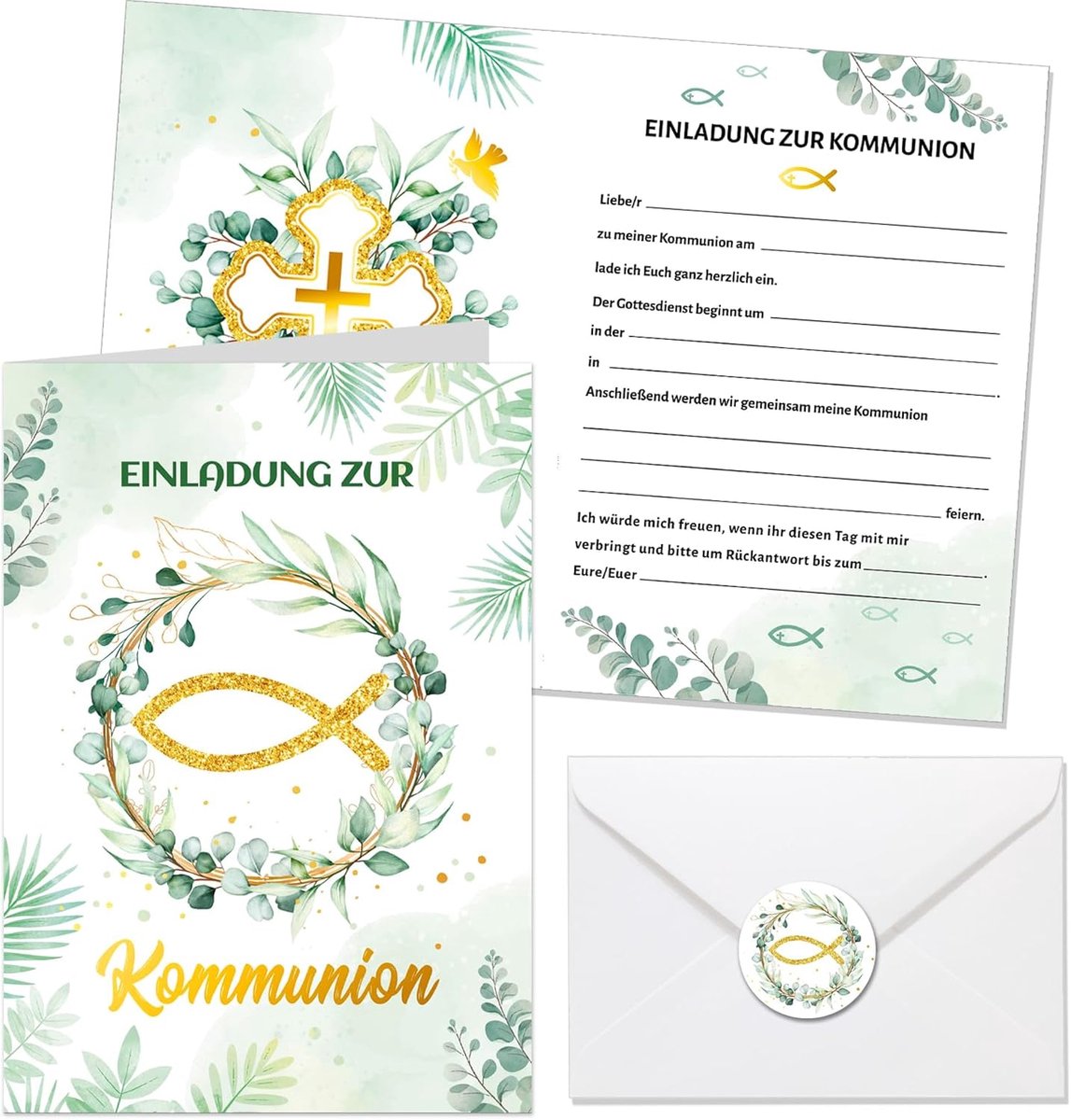Dailygoods- Communiekaart met Envelop - Uitnodigingskaart - Zelfklevend - Voor Jongens/Meisjes - Wenskaart - Feestelijke Ontvangst