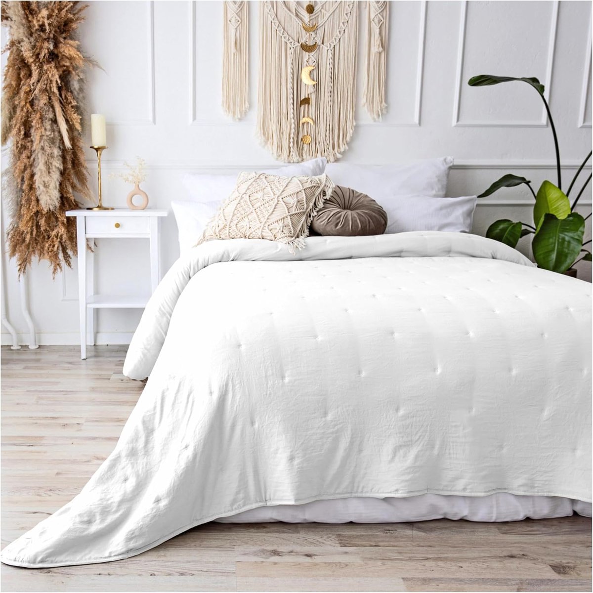 Sprei, bedsprei, sprei, 170 x 220 cm, bankovertrek, quilt, bankdeken, dagdeken, bedhoes, XXL, dekbed, gewatteerde sprei, quilt, wit