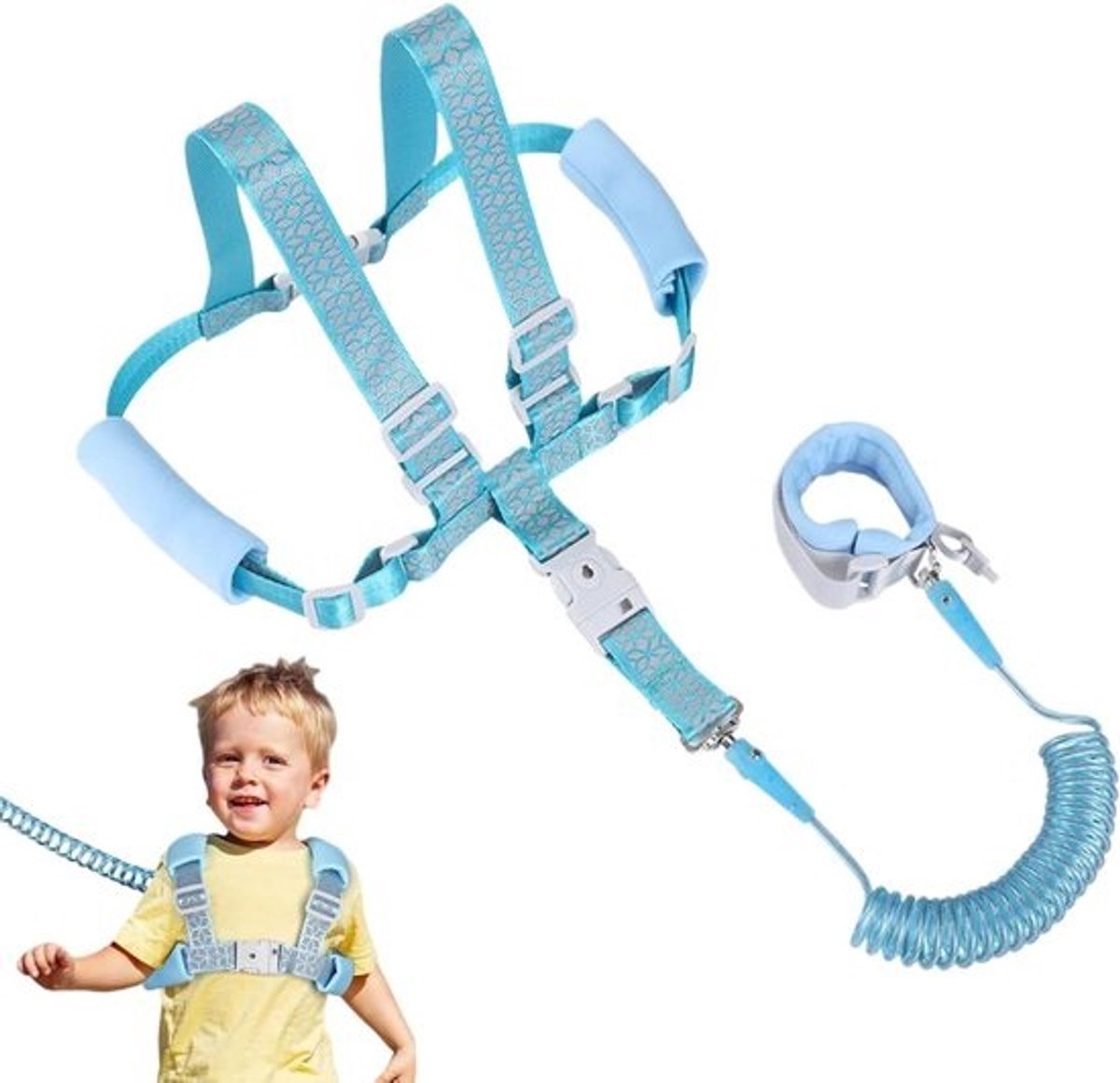 Kinderharnas - Veiligheidsharnas Baby - Outdoor Activiteiten - Verstelbaar Reflecterend - 1.5 Meter Riem - Blauw Roze