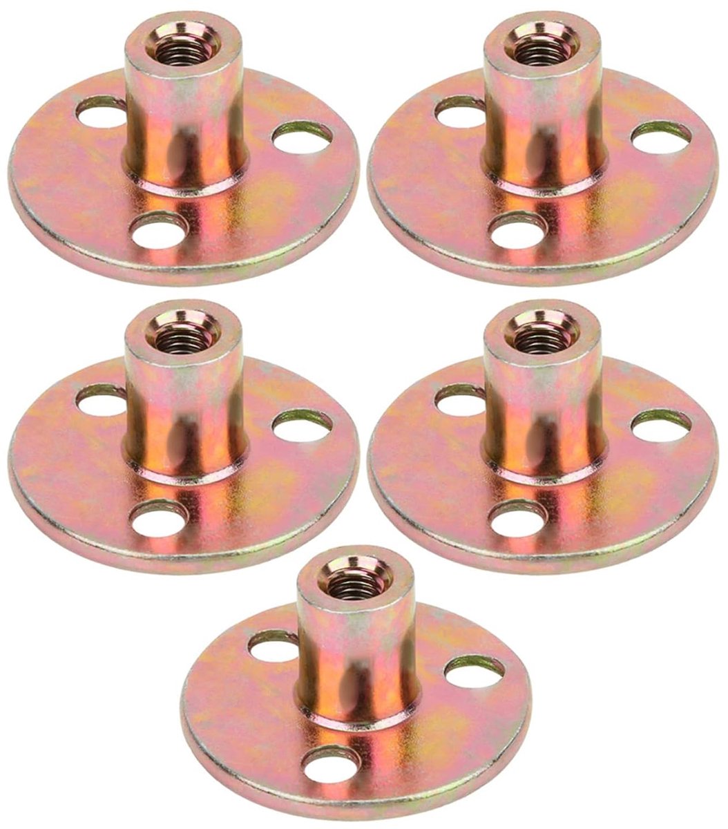 Dailygoods- Flensmoer 5-Delige Set M6/M8/M10 - T-Moer Met 3 Gaten - Gegalvaniseerd IJzer - Duurzaam - Roestvrij - Eendelige Vormgeving - Bevestigingsm