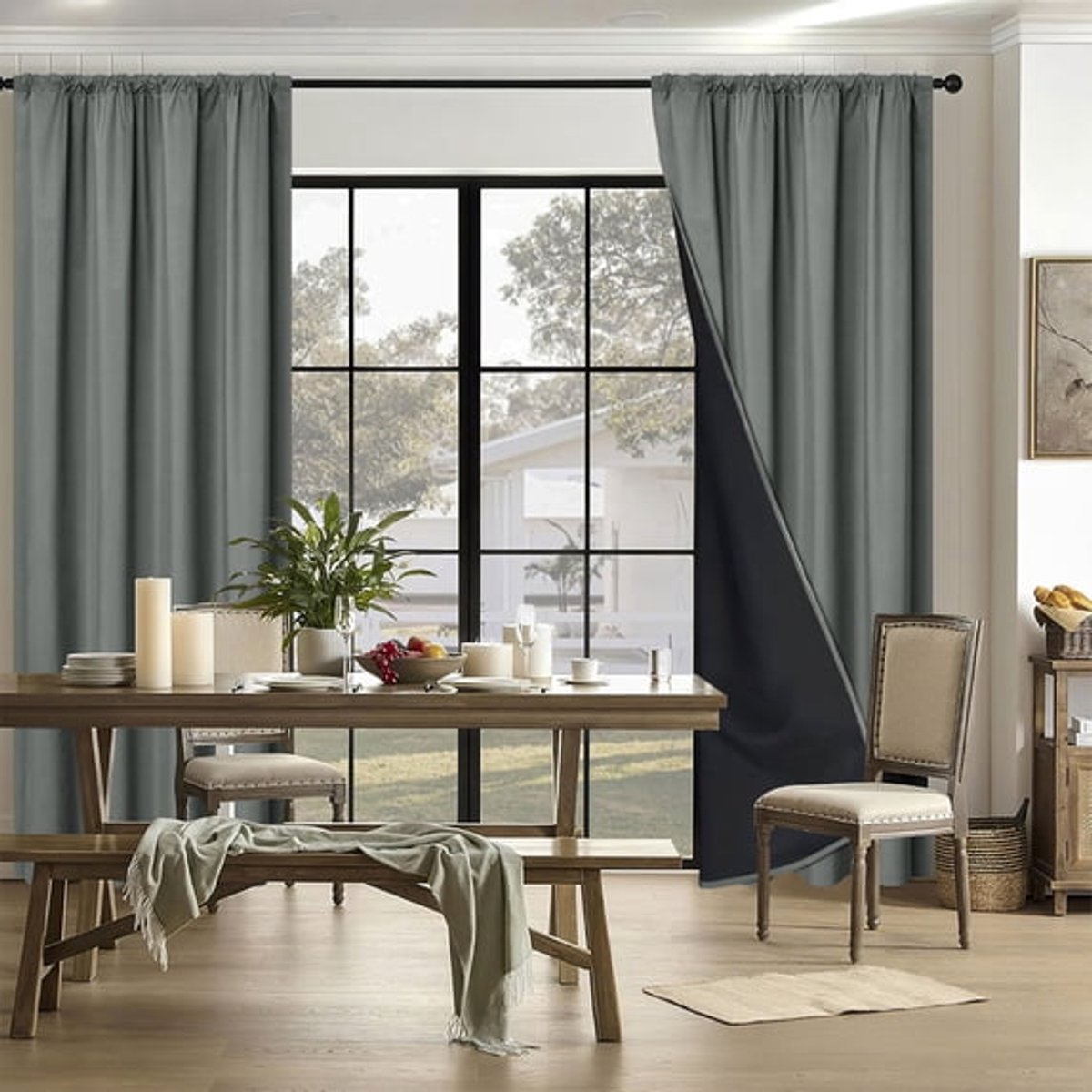 Ulisem - Verduisterende Gordijnen Van Polyester Met Stanglus - Woonkamer Slaapkamer Gordijnen - Lichtblokkerend - Warmte-isolerend - Geluidd