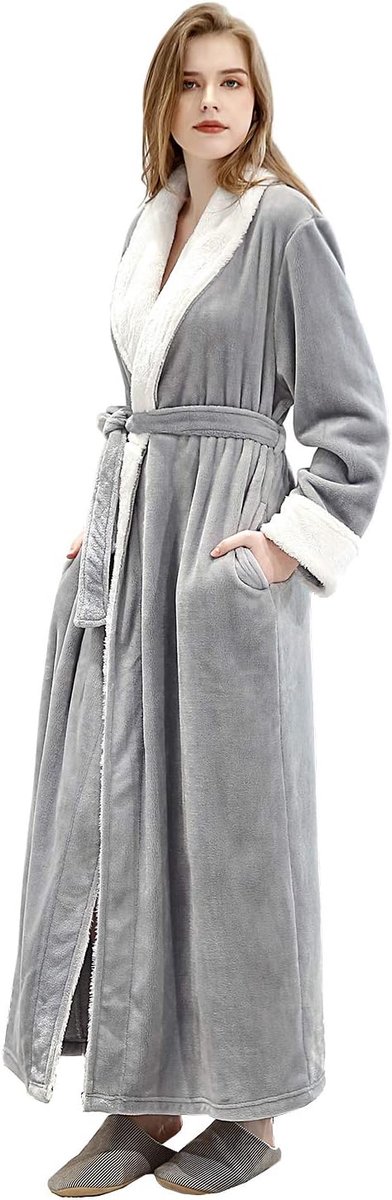 Badjas Dames Kamerjas Zacht en Super Pluizig, Dames Lange Koraal Fleece Winter Warm Badjas