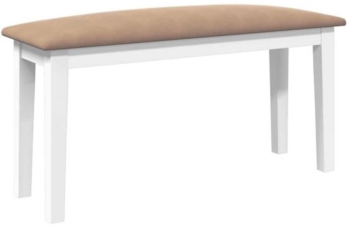 Stijlvolle Houten Bank 90 cm met Witte Zitting voor Hal of Slaapkamer
