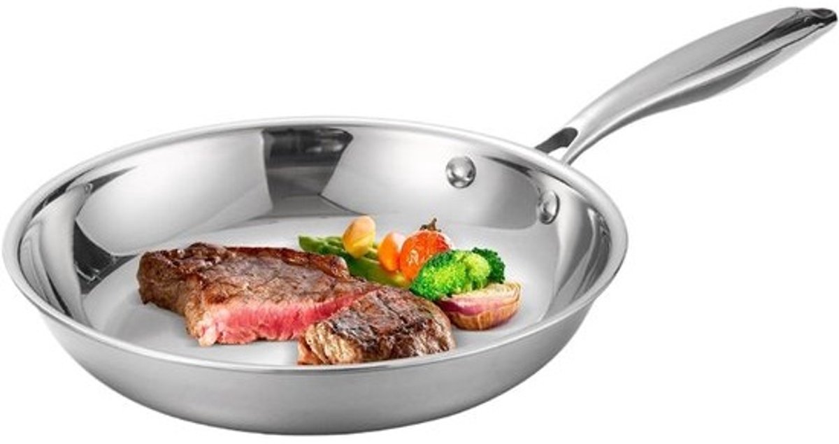Roestvrijstalen Wok - Koekenpan Keuken - Dagelijks Koken - Gelijkmatige Warmteverdeling - 24 cm - Zilver