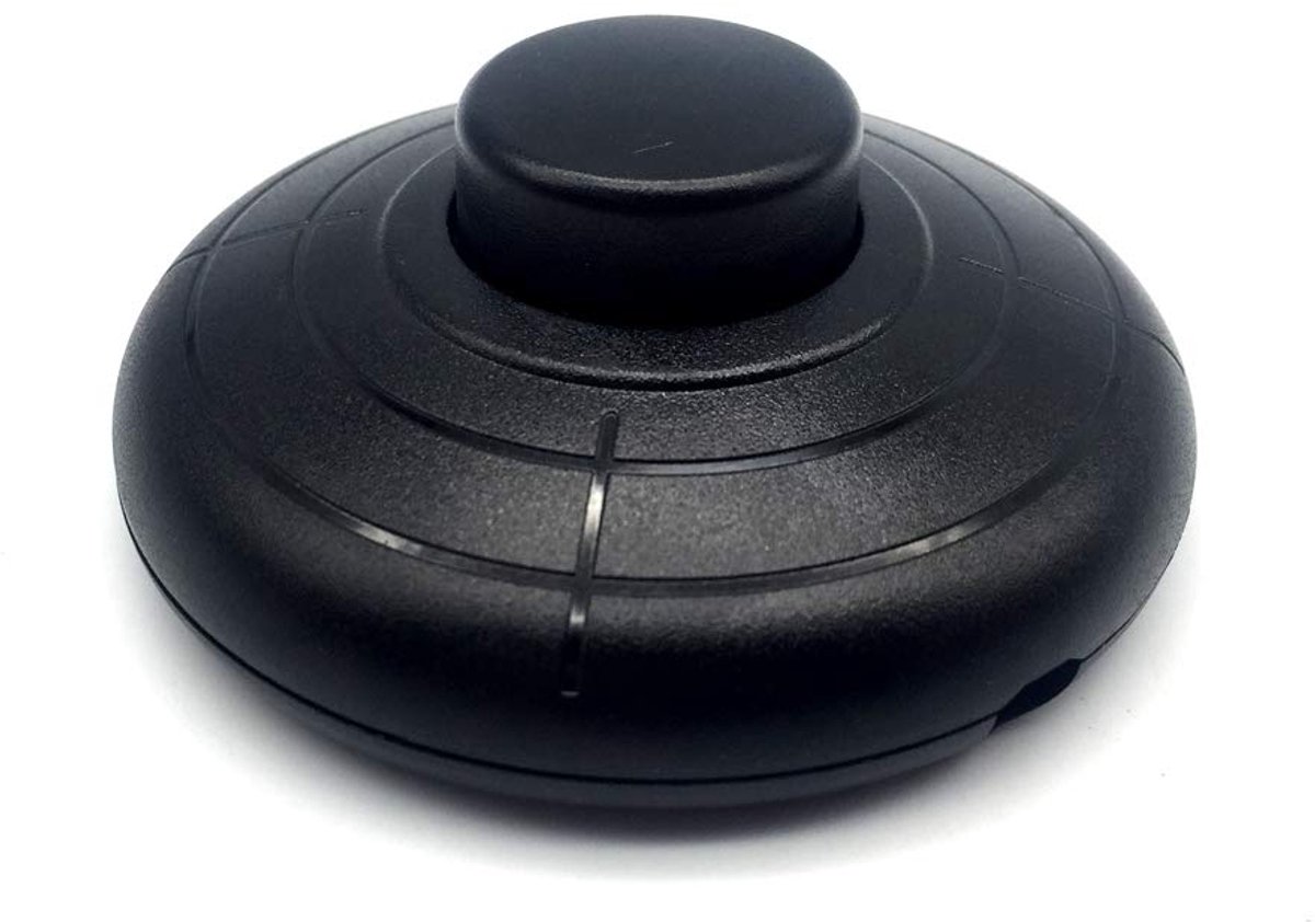 1 x voetschakelaar, rond, zwart, voetschakelaar voor staande lamp en tafellamp
