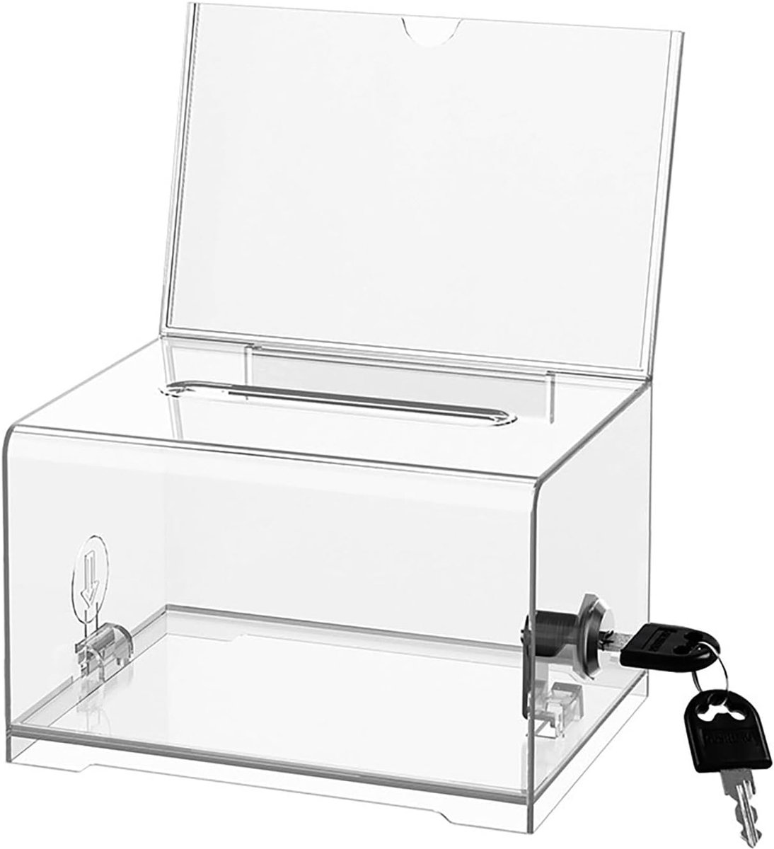 Dispenserdoos met slot, ballotkast met tekenhouder, suggestiedoos, opbergdoos om te stemmen, vouwdoos, tip-pot 15 x 11 x 10 cm