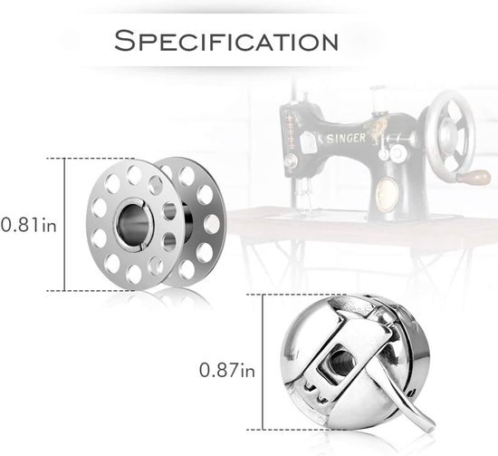 6 stuks binnenlandse naaimachine spoelkoffers, roestvrijstalen spoelkoffer, 6 stuks metalen naaimachine klossen voor borduurwerk/huishoudelijke naaimachine/broer/zanger/janome/Newhome — afbeelding 2