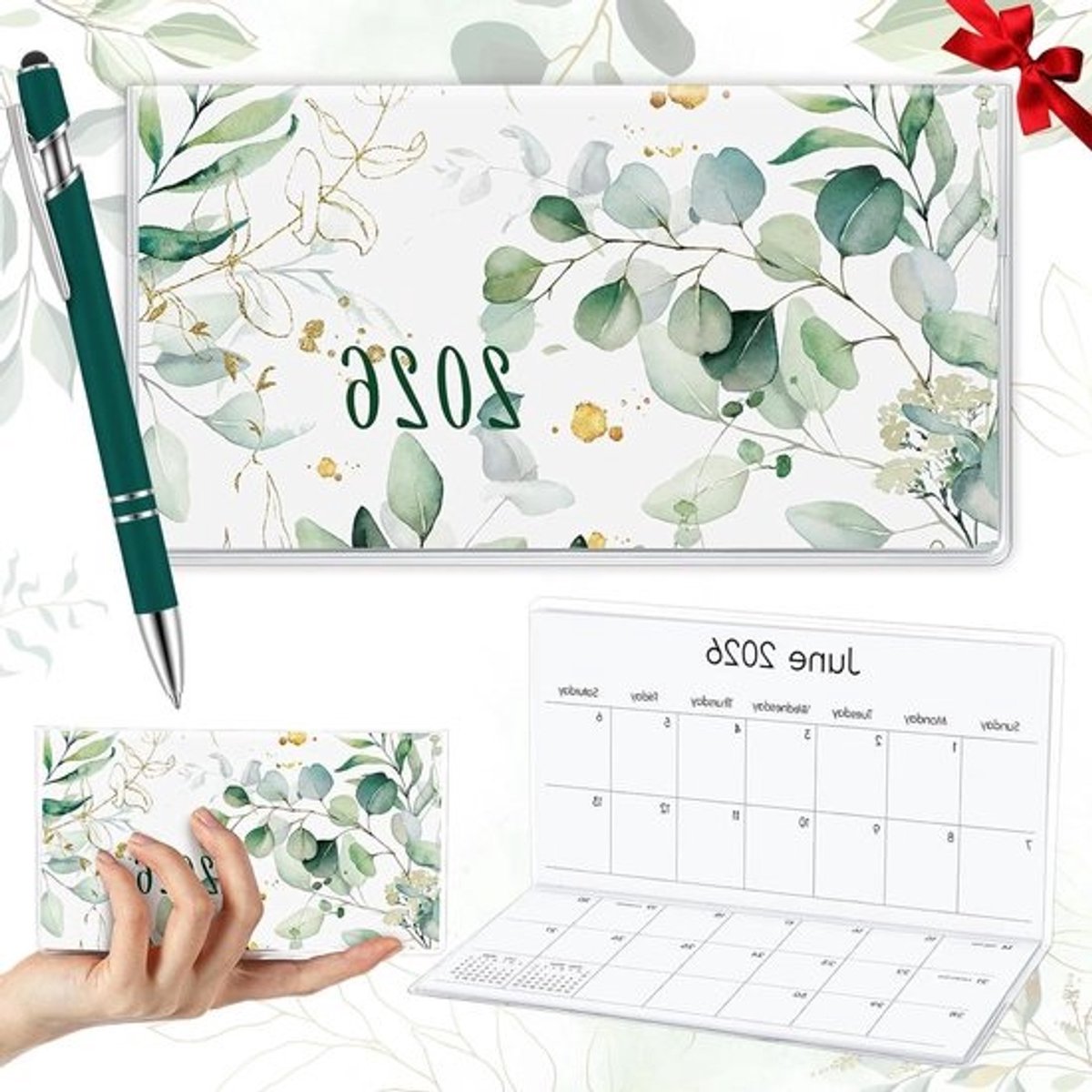 Zakagenda 2025 - Planner Portemonnee - Dagelijkse Planning - Compact Formaat - 8.9 x 16.5 cm - Donkergroen