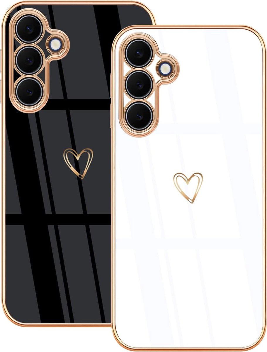 2 stuks hoesje voor Samsung Galaxy S25 FE 5G vrouwen meisjes schattig liefde hart patroon gegalvaniseerd ontwerp telefoonhoesje siliconen TPU bumper schokbestendig beschermend Galaxy S25 FE 5G