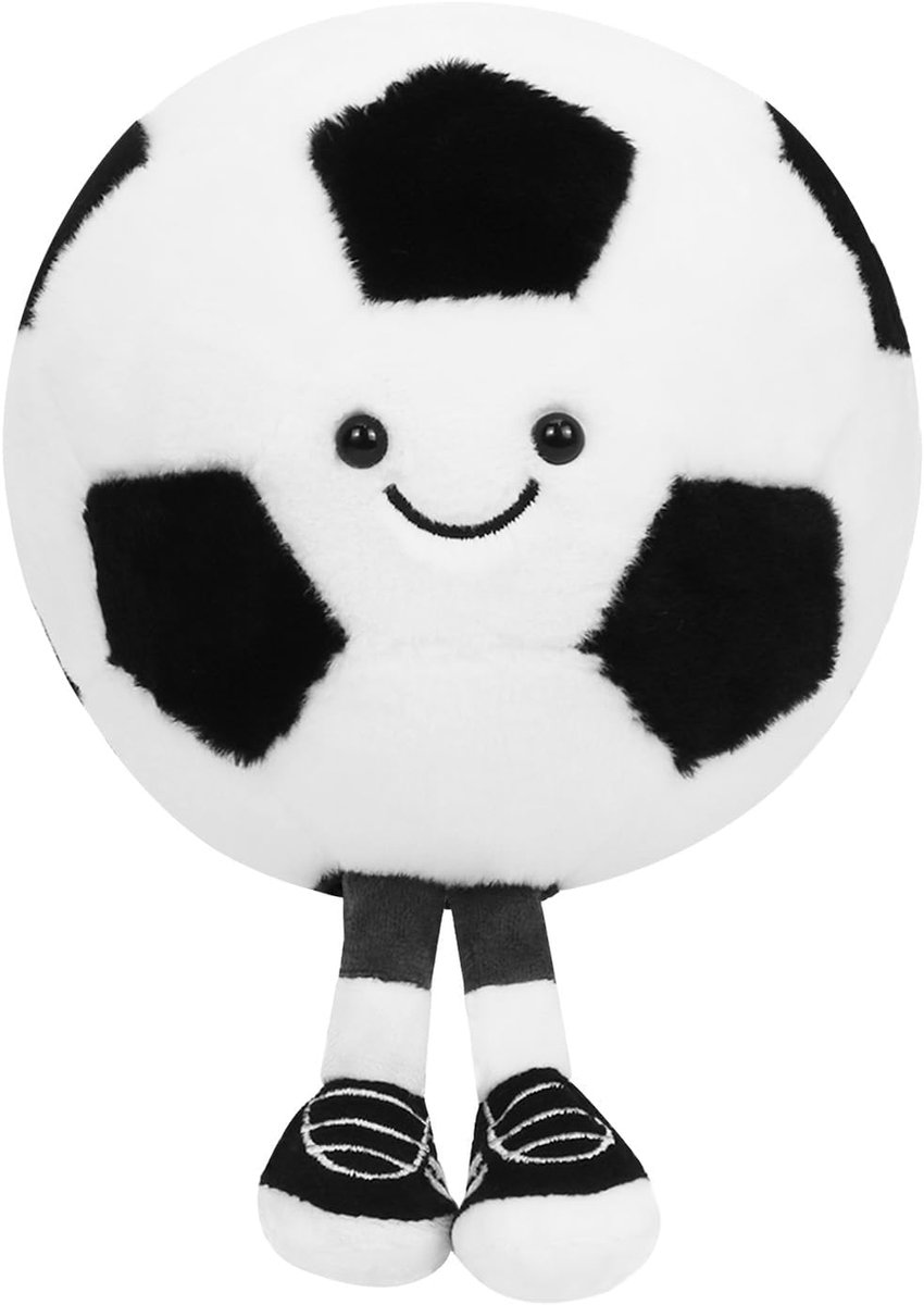 Pluche voetbal, knuffeldier, zacht pluizig voetbal zitkussen, voetbal pluche speelgoed, voetbalgeschenken jongens, cadeau voor voetballiefhebbers en jongens meisjes