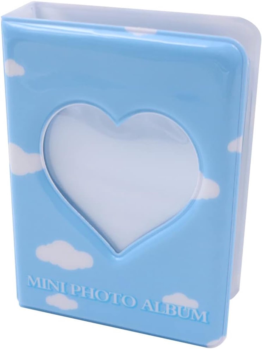 Dailygoods- Fotoalbum Mini - 3 Inch Instap - Blauw met Wolken - Hoogwaardig PVC - 11x8x2.5 cm - Voor Foto's en Kaarten - Fotoboek