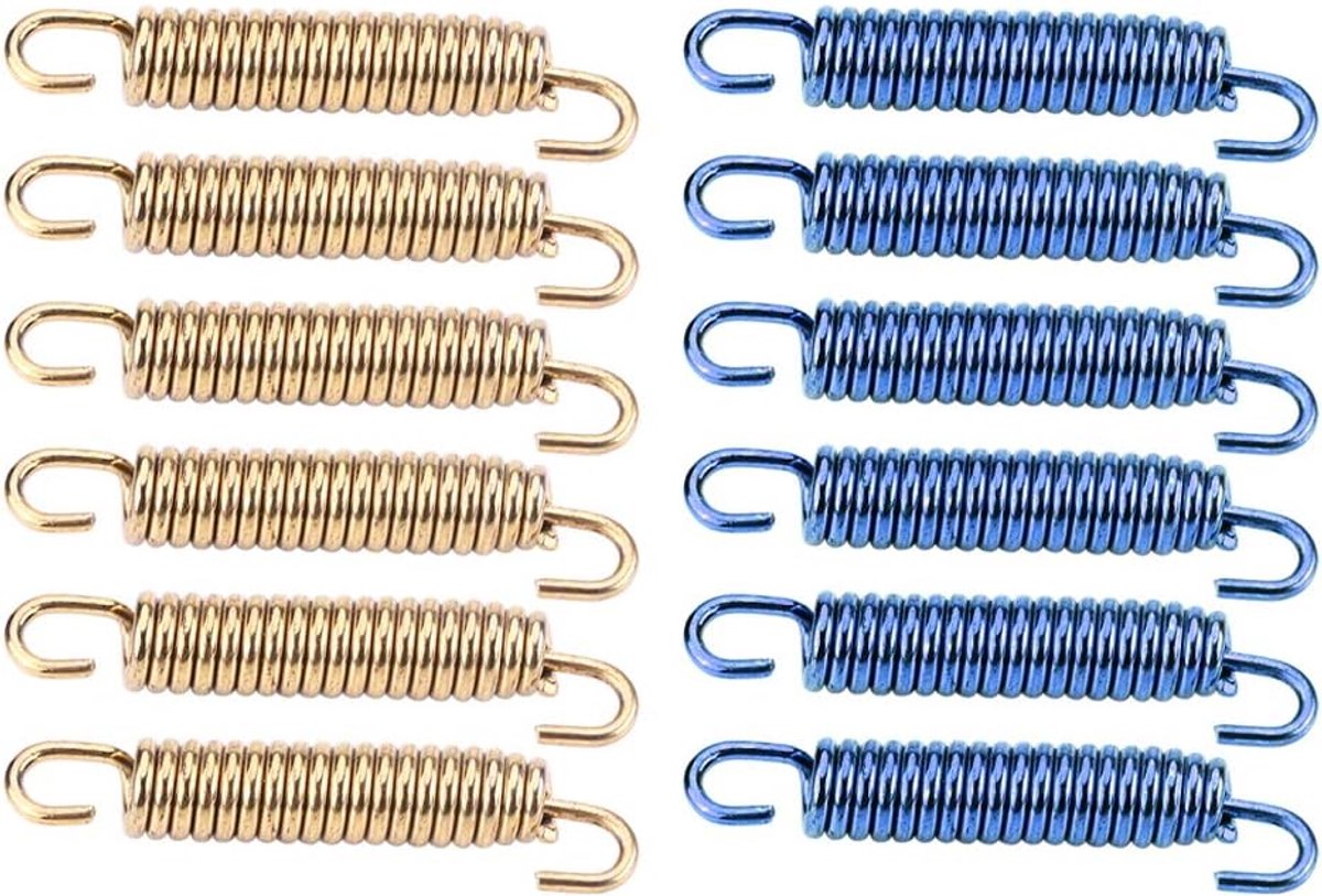 Dailygoods- Uitlaatpijp Haken RVS - 6 Stuks - Veerlengte 40 mm - Totale Lengte 63 mm - Corrosiebescherming - Geschikt voor Motorfiets/Scooter/ATV - Ui